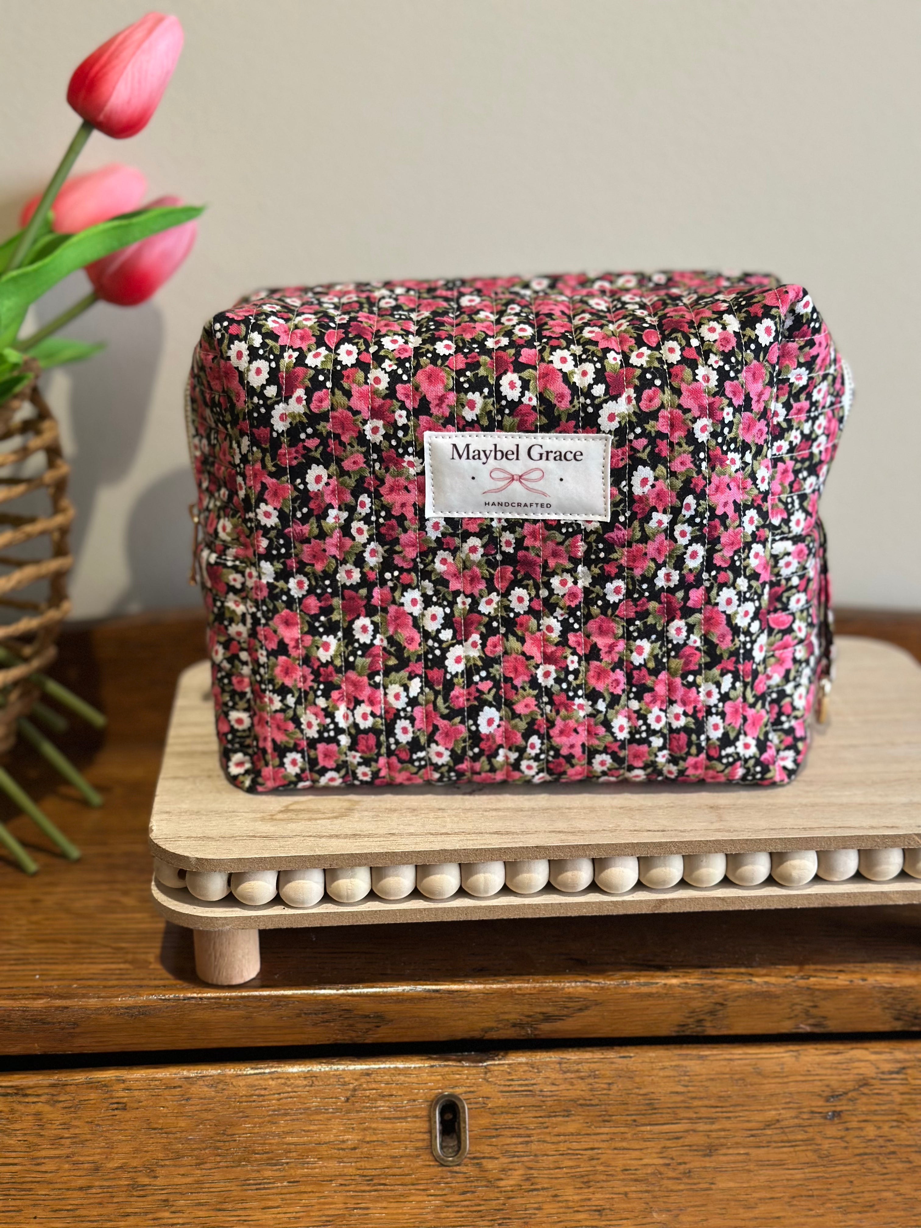 The Carryall - Pink + Black Wildflower