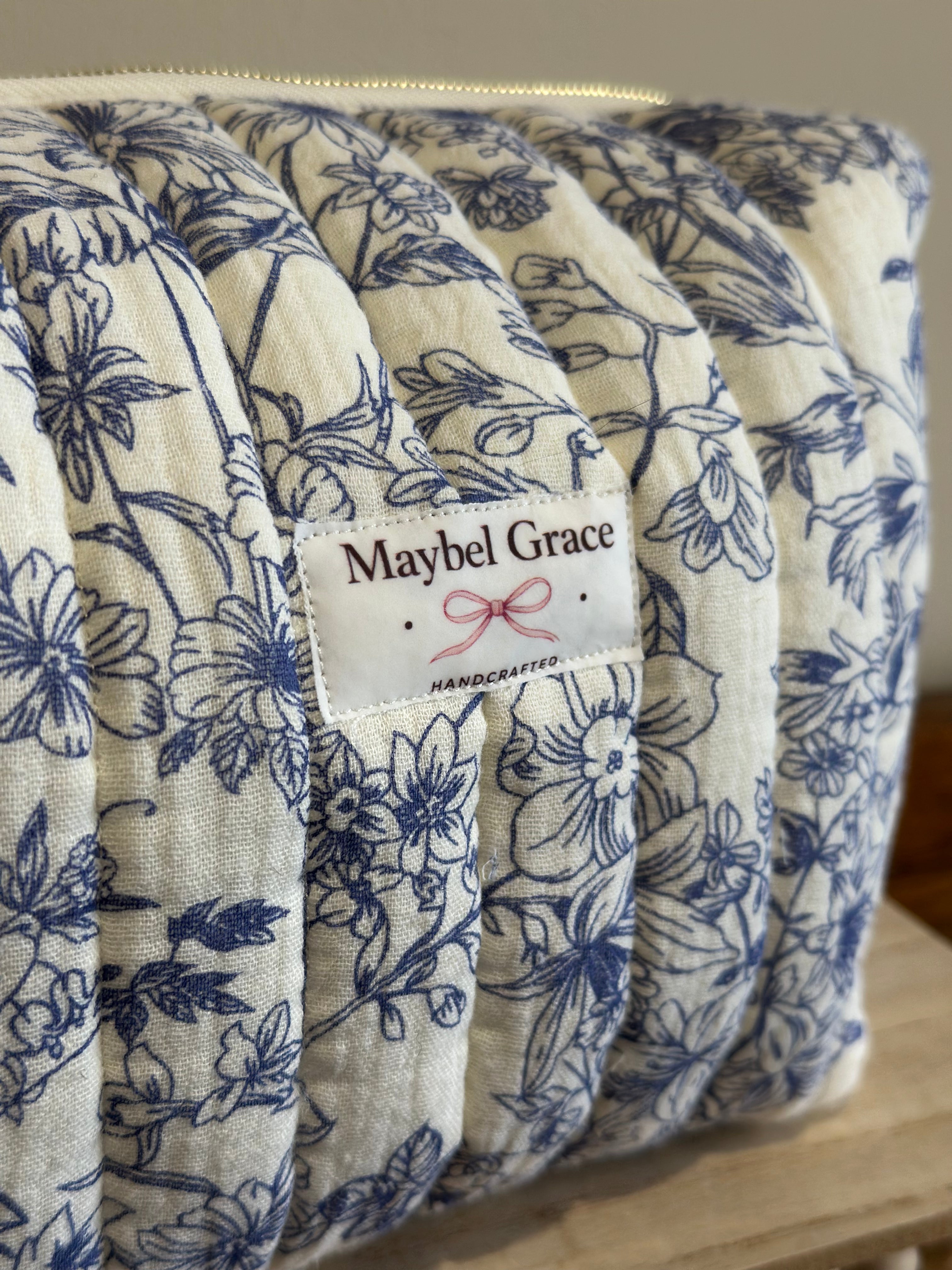 The Carryall - Blue Floral + Cream