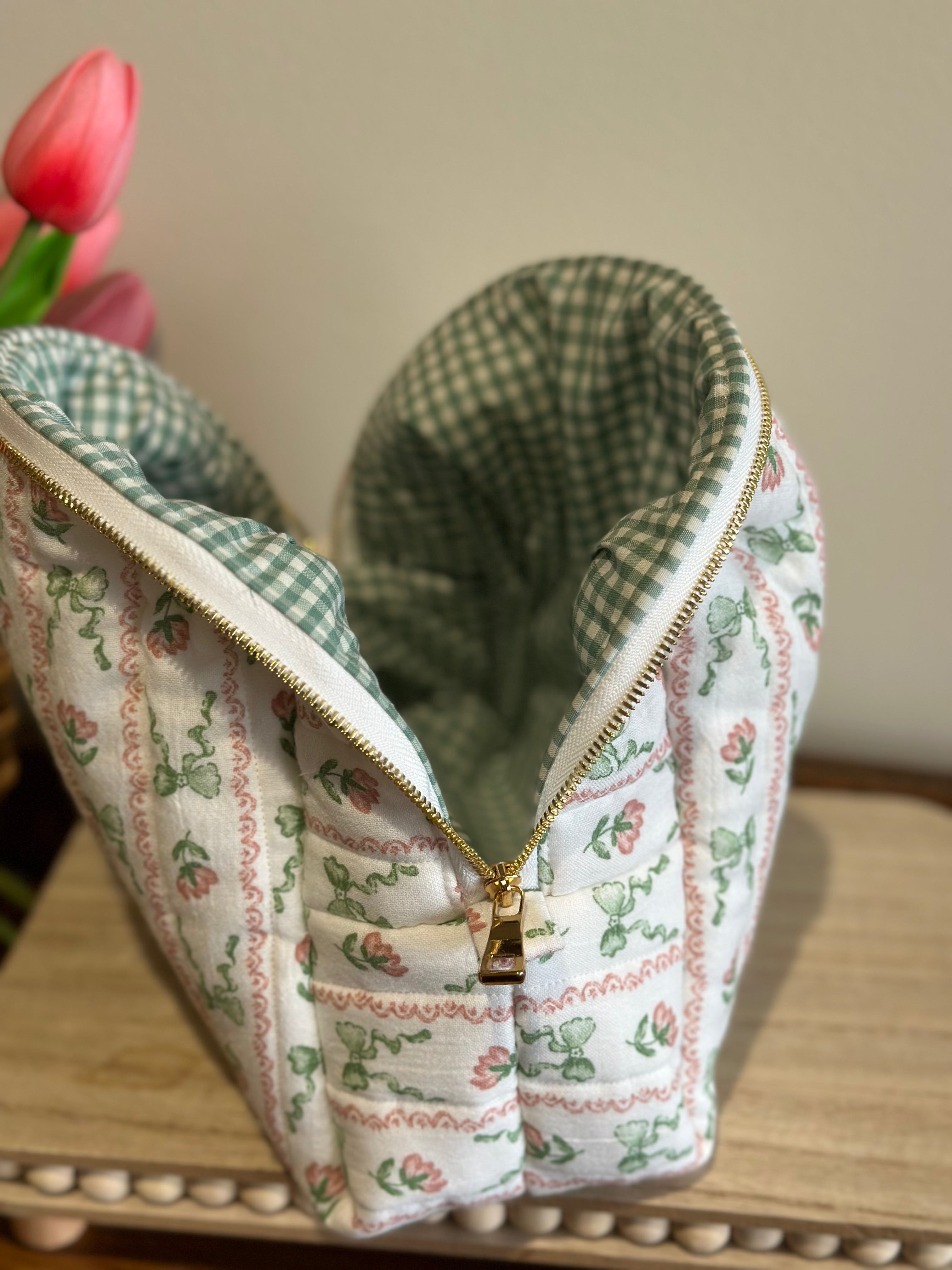 The Carryall - Sage bow + Blush Floral