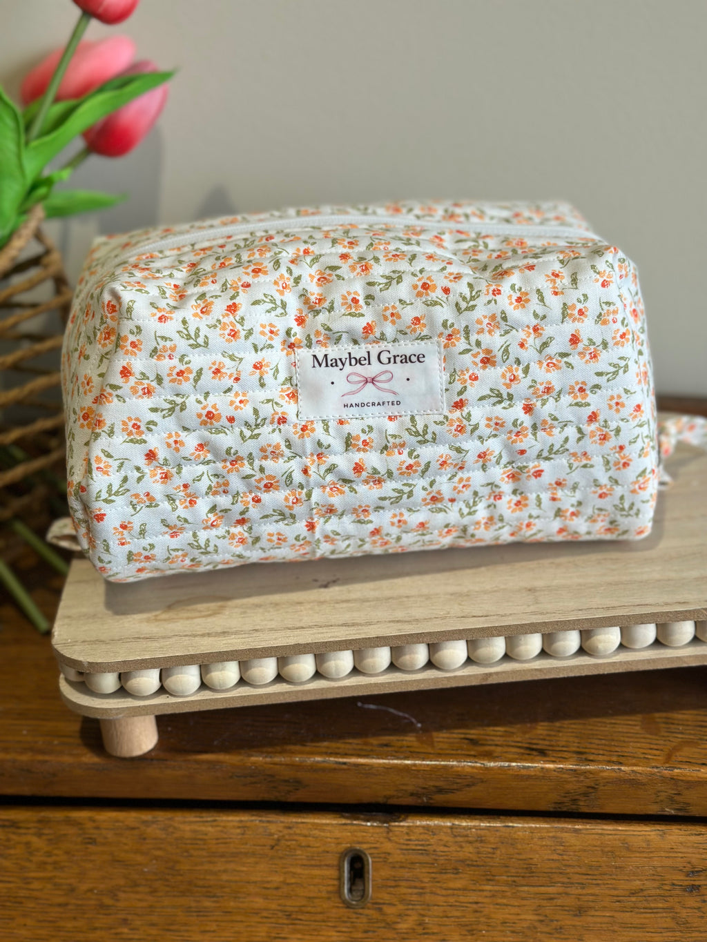 The Beauty Case - Orange micro floral