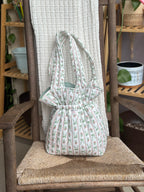 The Gathering Tote - Sage Bow + Blush Floral