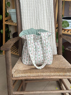 The Gathering Tote - Sage Bow + Blush Floral