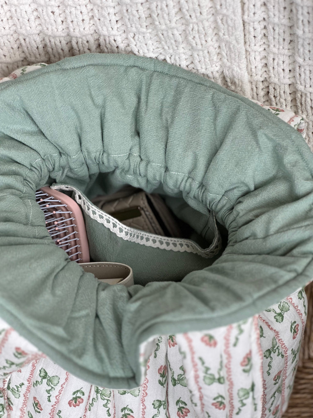 The Gathering Tote - Sage Bow + Blush Floral