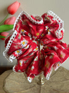 The Everyday Scrunchie - Red Floral + Lace