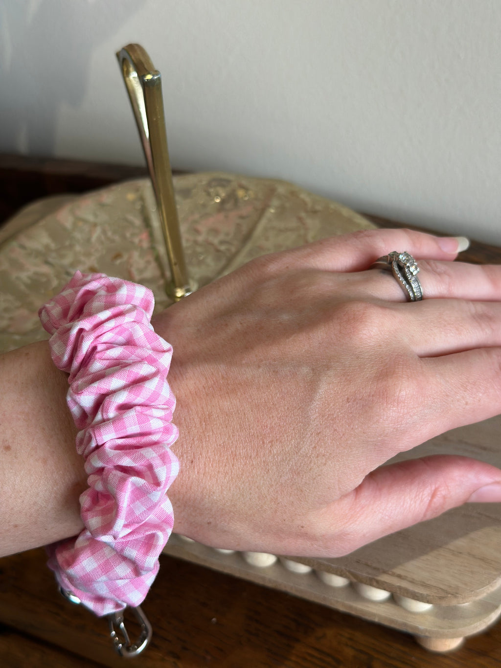 The Keepsake Wristlet - Pink Gingham