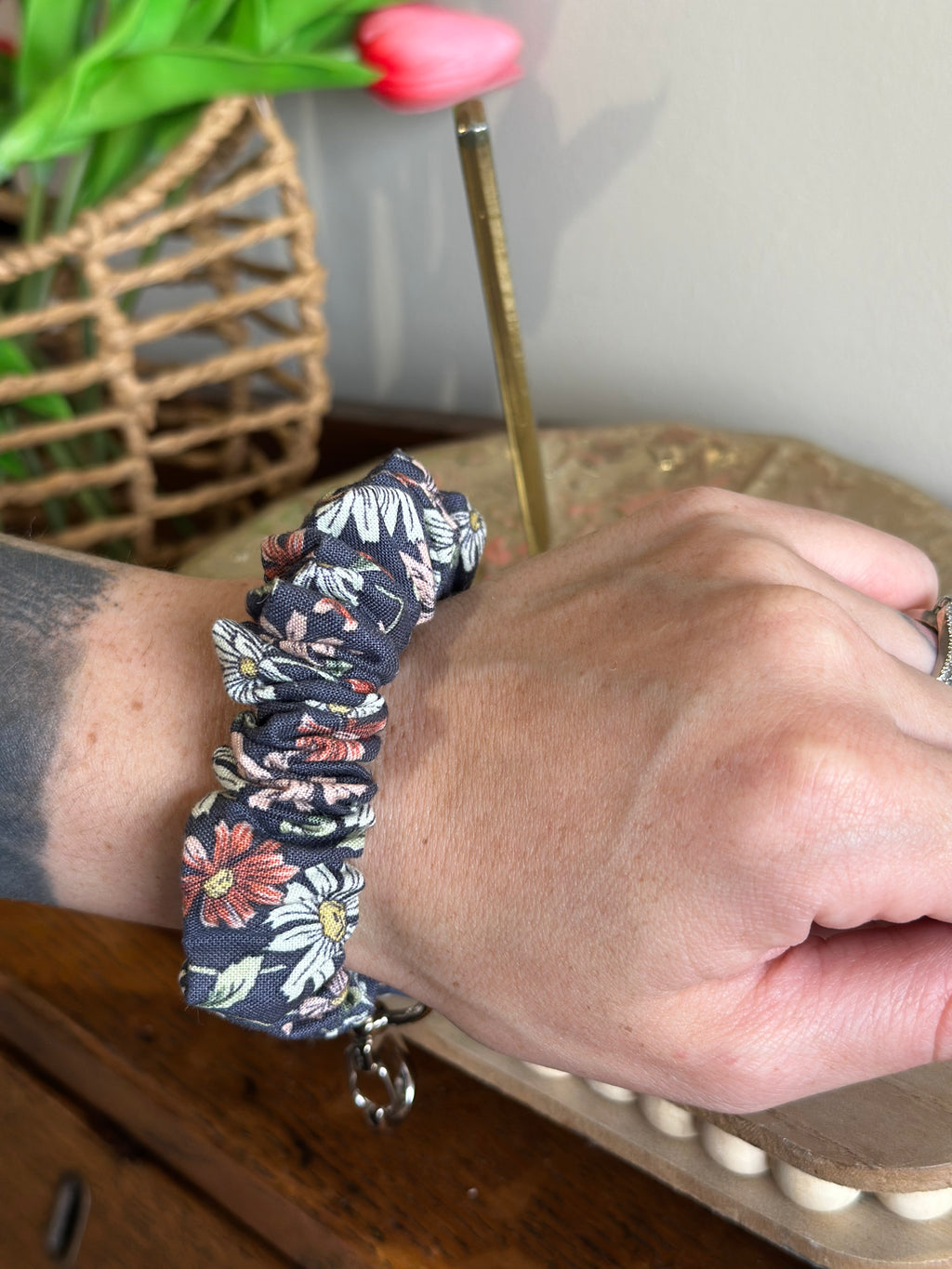 The Keepsake Wristlet - Dark Slate Floral
