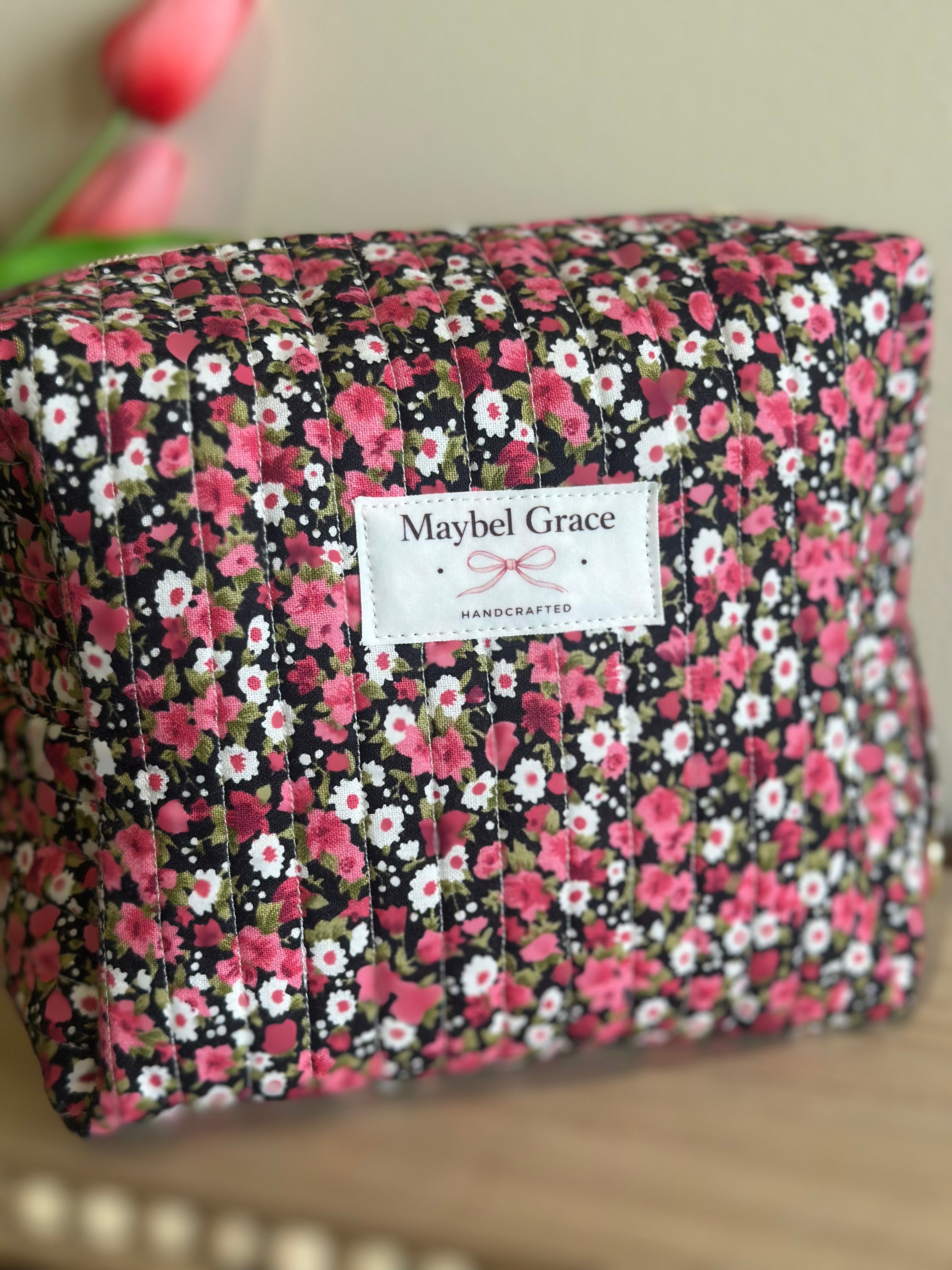 The Carryall - Pink + Black Wildflower