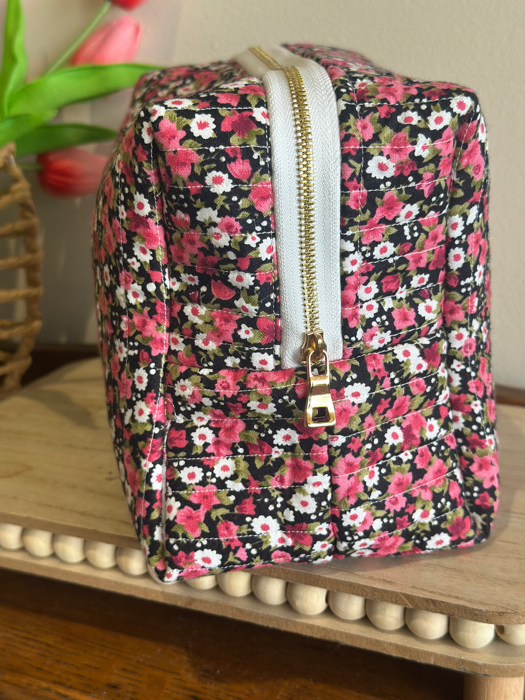 The Carryall - Pink + Black Wildflower