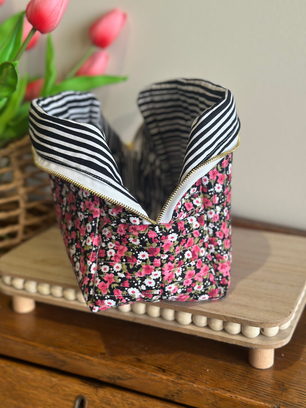 The Carryall - Pink + Black Wildflower