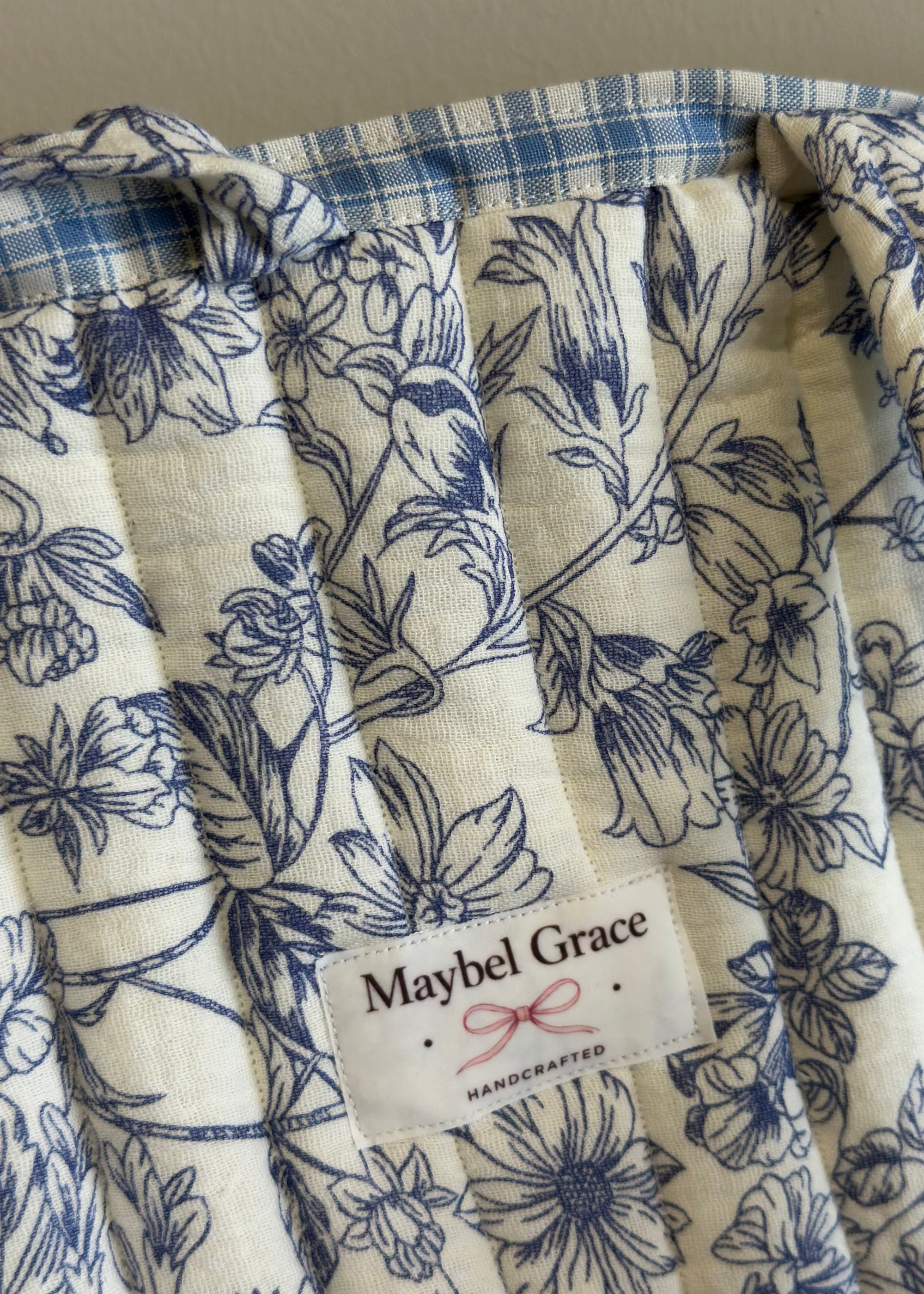 The Market Tote - Blue Floral + Cream