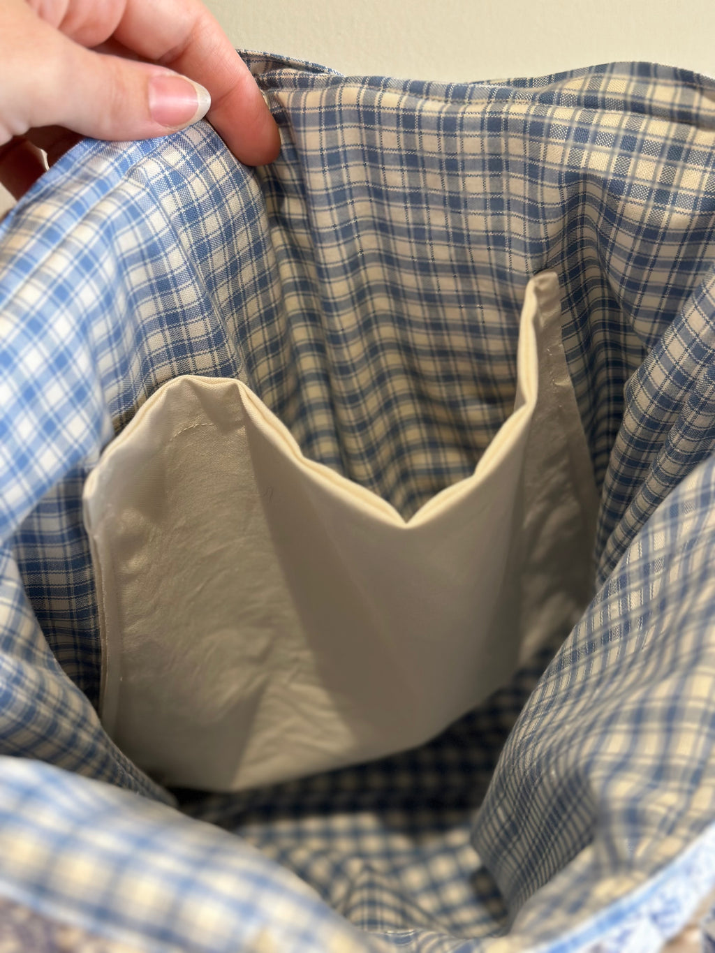 The Market Tote - Blue Floral + Cream
