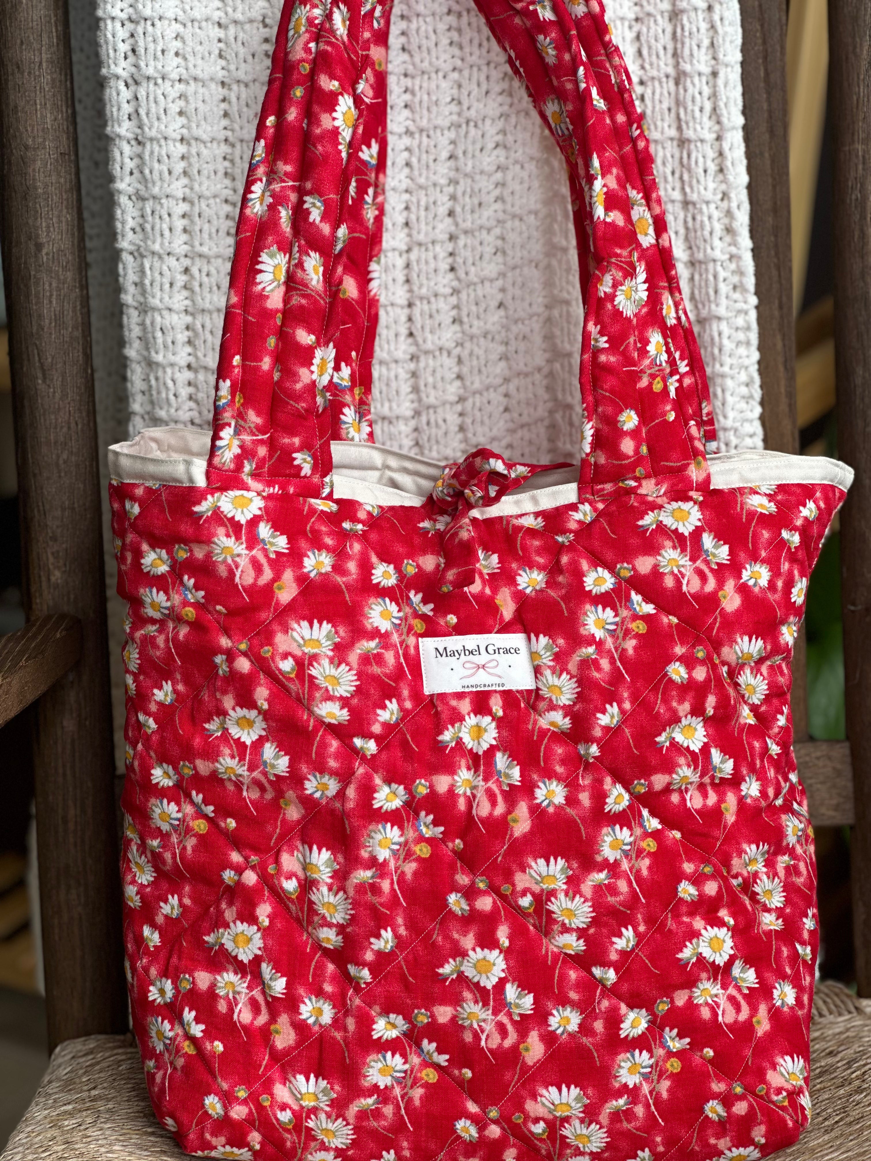 The Market Tote - Red Floral